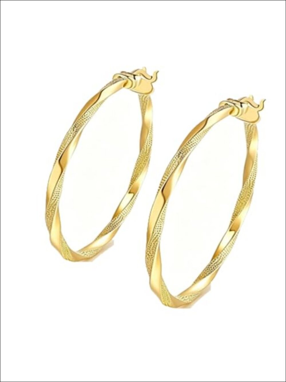 Gold Plated Twisted Hoop Earrings Lightweight Rope Design 30/45mm